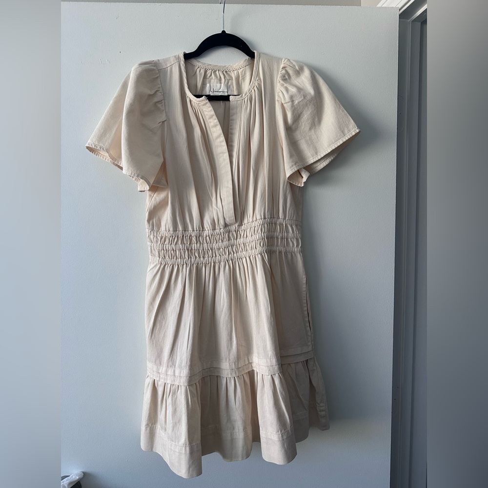 Anthropologie Cream Dress with Pleated Details